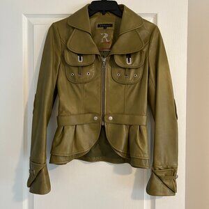 RUDSAK Martini Olive Leather Jacket XS – Designer Moto Bomber Fall Spring Style
